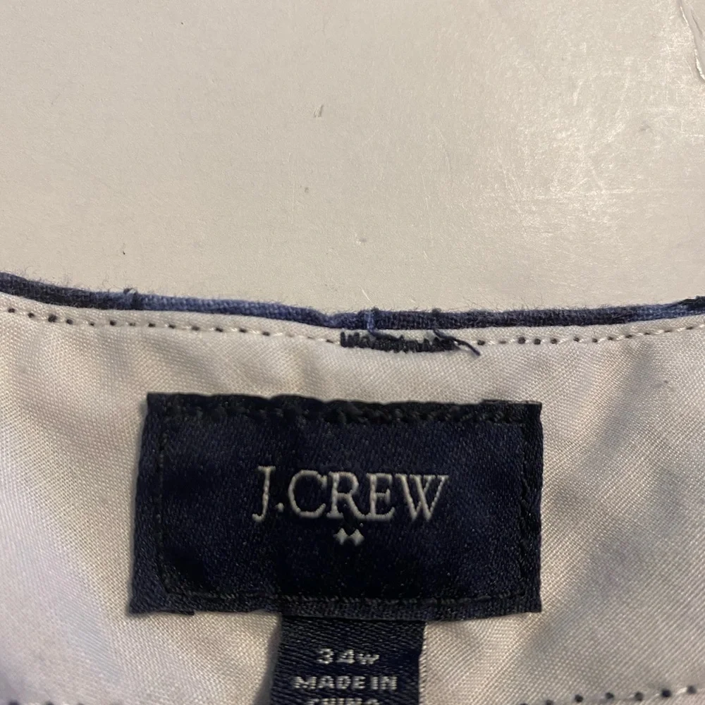J. Crew Blue Leaf Print Linen Blend Flat Front Shorts Size 34”